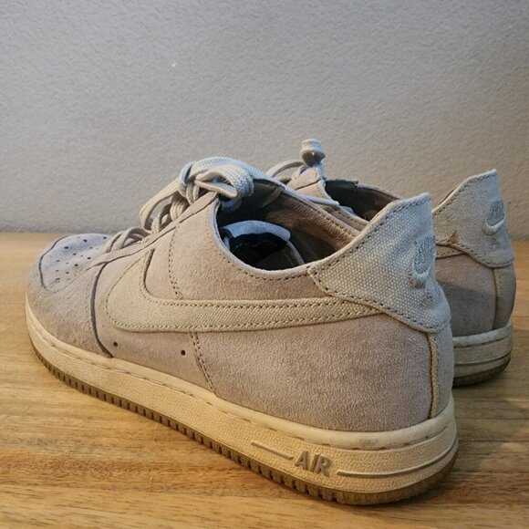 Nike Womens Air Force 1 Low Shoes Sneaker Suede 487643-201 Light Sandtrap Size 8 - Picture 7 of 13